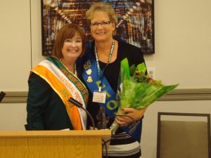 L-R   Past National President, Maureen Shelton presents the 2017 Michigan Hibernian Woman Award to this year’s recipient, Maureen Kelly. 